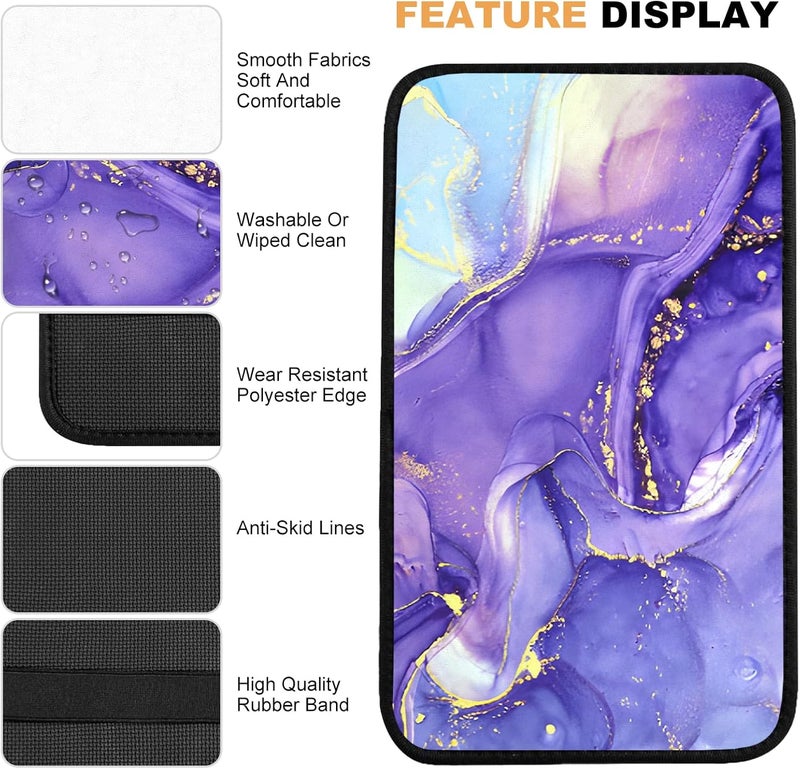 Adastrah Car Armrest Box Pad,Purple Marble Car Armrest Pad Car Armrest Cover Protector for Most Vehicle, SUV, Truck, Car - Image 4